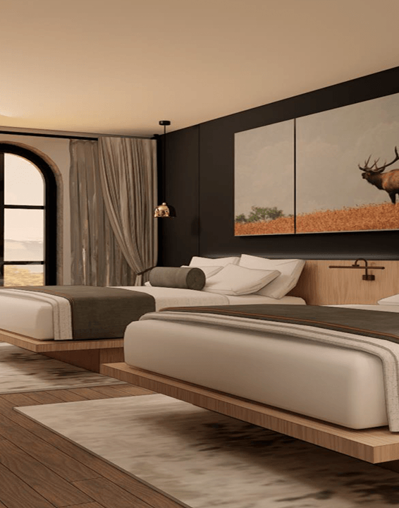 Red Hotel Room