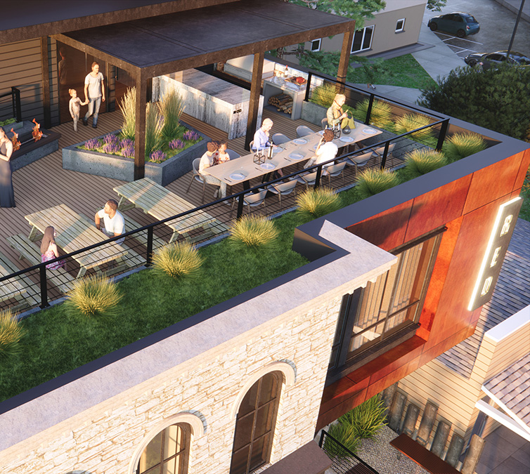Rendering of Red Hotel Rooftop dining